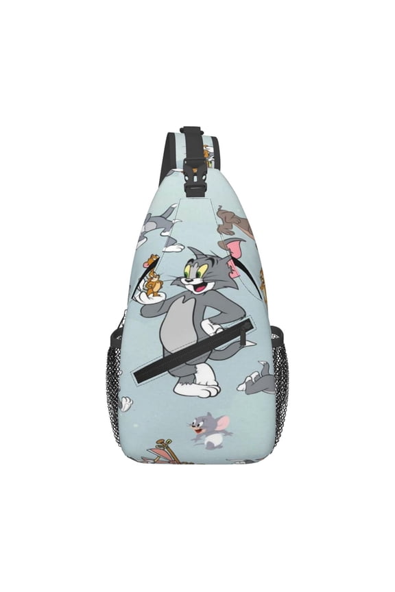 Mens Tom Cat Jery Sling Bag Crossbody Backpack Travel Hiking Chest Bag Daypack For Purses Shoulder Bag Women