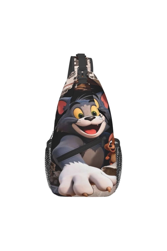 Mens Tom Cat Jery Sling Bag Crossbody Backpack Travel Hiking Chest Bag Daypack For Purses Shoulder Bag Women