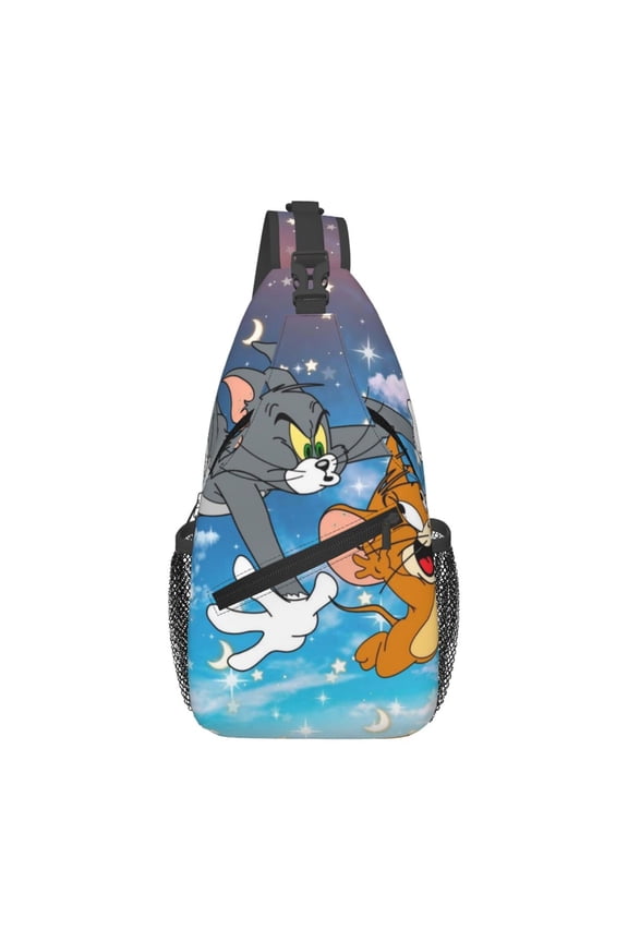 Mens Tom Cat Jery Sling Bag Crossbody Backpack Travel Hiking Chest Bag Daypack For Purses Shoulder Bag Women