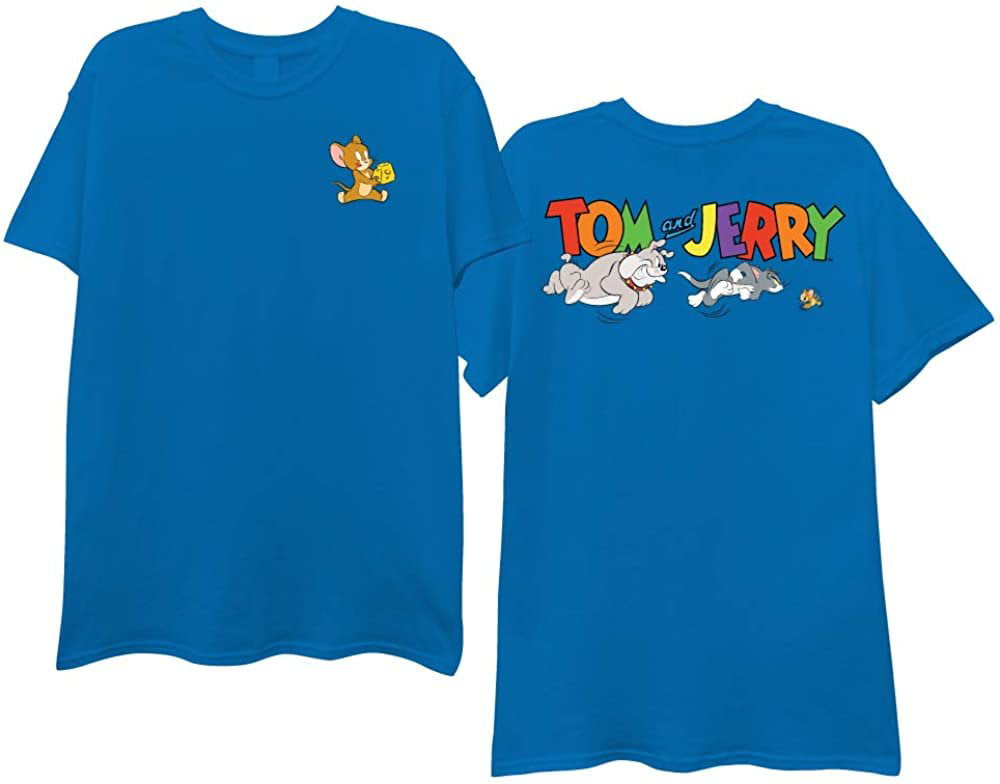 Mens Tom & Jerry Battle Tee Charcoal - Chase Shirt Heather, T-Shirt Vintage - Classic Hanna-Barbera Cartoon X-Large