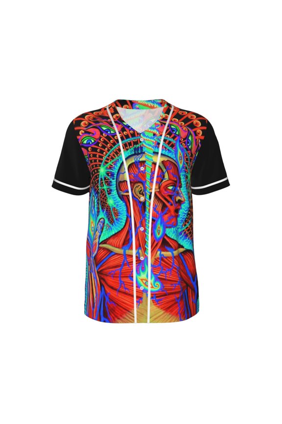Mens Tool Lateralus Baseball Shirt Graphic Tshirt V Neck Jersey Button Down Short Sleeve Tops