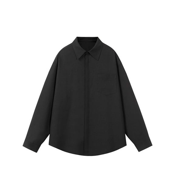 Mens Tops Causal Long Sleeve Shirts Dress Button Down T Shirt Back Pleated Solid Tops Fall Top Work Business Tee Shirt with Pocket