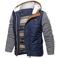 thumbnail image 1 of Mens Tops Clearance Men Casual Patchwork Trends Hooded Down Zipper Cardigan Warm Cotton Jacket Blue Xxl, 1 of 8