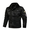 thumbnail image 1 of Mens Tops Clearance Men Casual Pure Color Trends Turn-Down Collar Down Button Cardigan Warm Cotton Jacket Black Xl, 1 of 2