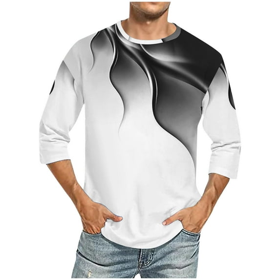 Tbopshirt Mens Tops Men Short Sleeve Printing Round Neck Pullover T Shirt Blouse
