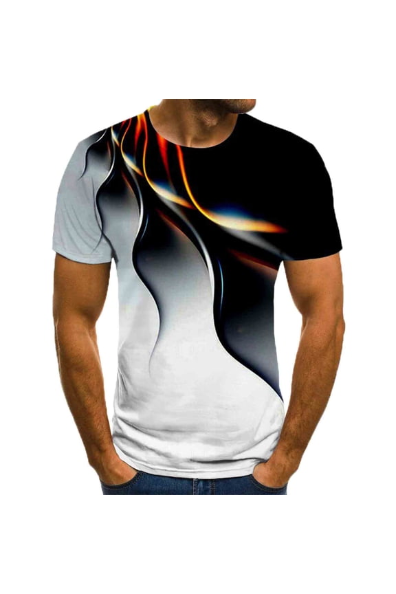 Mens Tops Men Short Sleeve Printing Round Neck Pullover T Shirt Blouse