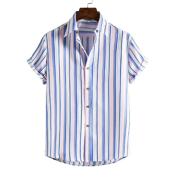 Mens Tops Clearance Men's Hawaiian Shirt Short Sleeves Printed Button Down Summer Beach Shirts Tops