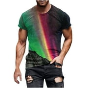 GUZYING Mens Tops Horse Retro Printed Crew Neck Short-sleeved Men's Spring and T-shirt Plus Size Tops for Men White T Shirts for Men Workout Shirts for Men Orange 4XL