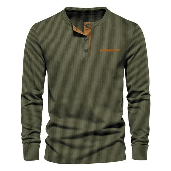 Mens Tops Long Sleeve Round Neck Botton Comfrotable Soft Pocket Colored Casual Sun Shirt Jacket Clothes