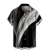 NAMANYLE Mens Tops Men's Summer Trendy Hawaiian Style Short Sleeve Casual Shirts Mens Shirts Mens T Shirt Graphic Clearance On Sales Dark Gray,2XL