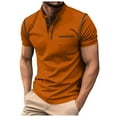 thumbnail image 1 of Mens Tops Mens T Shirts Mens Henley Button Down Shirts Short Sleeve Casual Summer Beach Shirts Vacation Wedding Shirts Orange L, 1 of 5