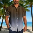 thumbnail image 1 of Mens Tops Plus Size Short Sleeve Button Up Lapel Gradient Casual Shirt Bowling Shirt Cuba Beach Summer Shirt Brown S, 1 of 6