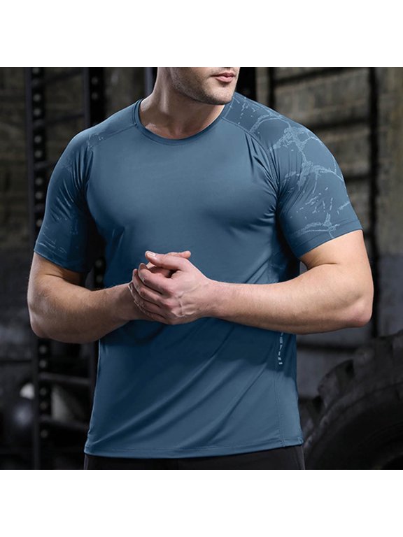 Mens Tops Plus Size Short Sleeved Ice Sports T-shirt Quick-drying Outdoor Running Fitness Training Top Green XS
