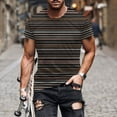 thumbnail image 1 of Mens Tops Plus Size Short Sleeved Stripe Printed Round Neck Top Blouses Black S, 1 of 5
