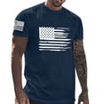 thumbnail image 1 of Mens Tops Plus Size Short Sleeves Round Neck Independence Day Printing Casual Pullover Fitness Sports T Shirt Blouse Navy XL, 1 of 4