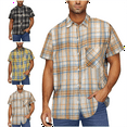 thumbnail image 1 of Mens Tops Short Sleeve Button Down Shirts Plaid Men's Casual Button Down Shirts with Pocket, 1 of 6