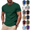 thumbnail image 1 of Mens Tops Short Sleeve Men's Solid Color Short Sleeved Outdoor Running Sports Breathable Short Sleeve Green XXXXXL, 1 of 7