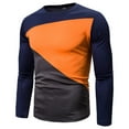 thumbnail image 1 of Mens Tops Stretch Slim Fit Workout Tee Contrast Color Patchwork T Shirts Casual Long Sleeve Shirt Fall Fashion Crew Neck Top, 1 of 3