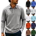 thumbnail image 1 of Mens Tops Turn Collar Long Sleeve Tee Neutral Solid Oversized Simple Mens Breathable Daily Top, 1 of 8