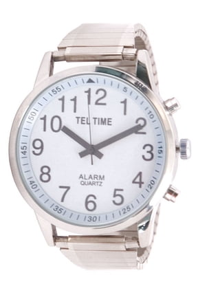 Mens Touch Talking Watch- Extra Large Chrome- Expansion Band