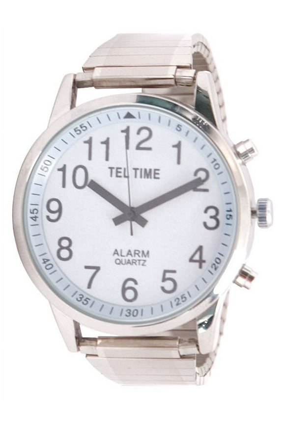 Mens Touch Talking Watch- Extra Large Chrome- Expansion Band