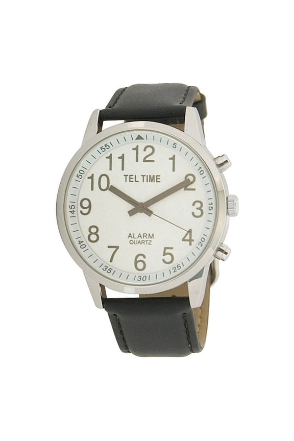 Mens Touch Talking Watch- Extra-Large Face- Leather Band- English