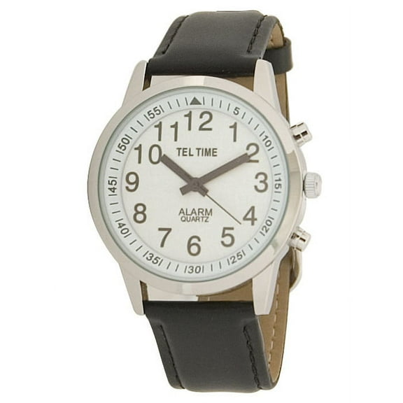 Mens Touch Talking Watch- Large Face- Leather Band- English
