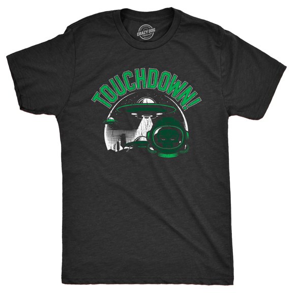 Mens Touchdown T Shirt Funny Alien UFO Football Joke Tee for Guys Graphic Tees