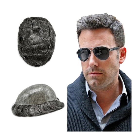 Mens Toupee 6inch short Hair Wig 810" Full Poly Skin Men's Capillary Prothesis Male Toupee Hairpieces Indian Hair Transparent Injected PU Skin