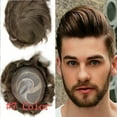 thumbnail image 1 of Mens Toupee Hairpieces Human Hair Best Mono With PU Hair Replacement With Soft Skin Swiss Lace Toupee For Men 8X10Inch, 1 of 14