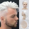 thumbnail image 1 of Mens Toupee Hairpieces Human Hair Best Mono With PU Hair Replacement With Soft Skin Swiss Lace Toupee For Men 8X10Inch, 1 of 14