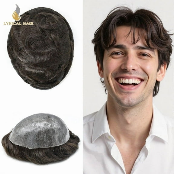 Mens Toupee Human Hair System 7"x9" Fine Mono Toupee for Men NPU Around Mens Hairpieces Black Brown Blonde Gray Hair Units