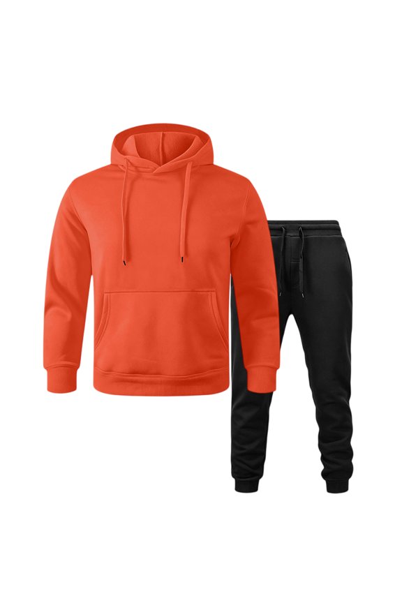 Mens Track Suit Activewear Fall Sweatsuits Sets Athletic 2 Piece Outfit with Hoodies Sweatpants Drawstring Long Sleeve Orange S