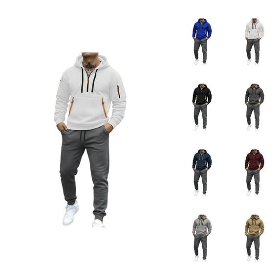 Mens Track Suits 2 Piece Set 2025 Tactical Half Zip Hoodie and Jogger Sweatpants Matching Sweatsuit Lounge Set