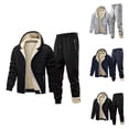 thumbnail image 1 of Mens Track Suits 2 Piece Set 2025 Winter Warm Lined Hoodie and Jogger Sweatpants Matching Sweatsuit Lounge Set, 1 of 1