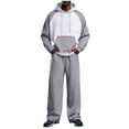 thumbnail image 1 of Mens Track Suits 2 Piece Set Color Block Pullover Hoodies with Kangaroo Pocket and Wide Leg Pants Casual Sweatsuits Set, 1 of 7