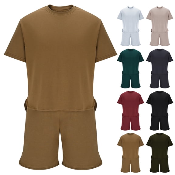 Mens Track Suits 2 Piece Set Crew Neck Short Sleeve Pullover Blouse Short Pants Men Casual Leisure Printing Outdoor Sport Suit Men's Clothing Sets