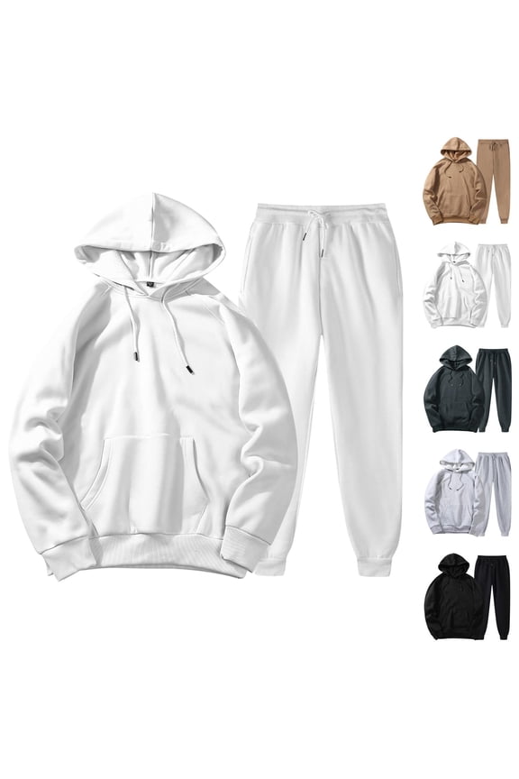 Mens Track Suits 2 Piece Set Fall Winter Basic Plain Hoodie and Jogger Sweatpants Matching Sweatsuit Lounge Set
