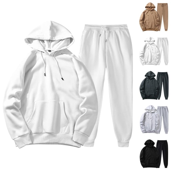 Mens Track Suits 2 Piece Set Fall Winter Basic Plain Hoodie and Jogger Sweatpants Matching Sweatsuit Lounge Set