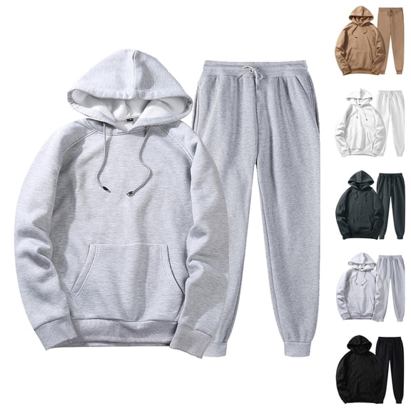 Mens Track Suits 2 Piece Set Fall Winter Basic Plain Hoodie and Jogger Sweatpants Matching Sweatsuit Lounge Set