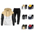thumbnail image 1 of Mens Track Suits 2 Piece Set Fall Winter Color Block Hoodie and Jogger Sweatpants Matching Sweatsuit Lounge Set, 1 of 1