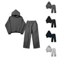 thumbnail image 1 of Mens Track Suits 2 Piece Set Fall Winter Loose Plain Hoodie and Sweatpants Matching Sweatsuit Casual Lounge Set, 1 of 1