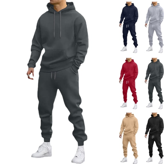 Mens Track Suits 2 Piece Set Hoodie and Sweatpants Casual Athletic Jogging Suit Drawstring Running Gym Sweat Suits