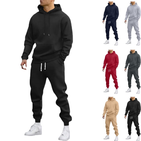 Mens Track Suits 2 Piece Set Hoodie and Sweatpants Casual Athletic Jogging Suit Drawstring Running Gym Sweat Suits