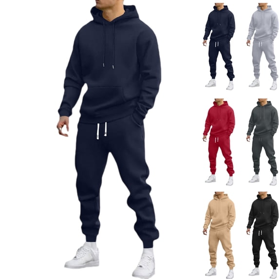 Mens Track Suits 2 Piece Set Hoodie and Sweatpants Casual Athletic Jogging Suit Drawstring Running Gym Sweat Suits