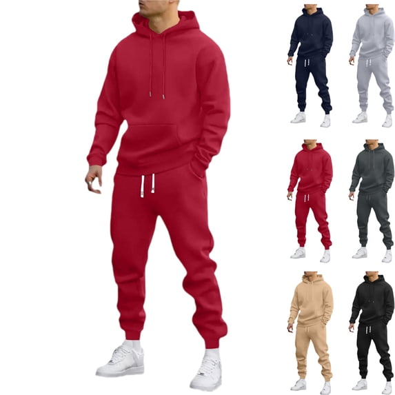 Mens Track Suits 2 Piece Set Hoodie and Sweatpants Casual Athletic Jogging Suit Drawstring Running Gym Sweat Suits