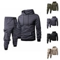 thumbnail image 1 of Mens Track Suits 2 Piece Set Lightweight Hoodie and Cargo Jogger Sweatpants Matching Sweatsuit Workout Lounge Set, 1 of 1