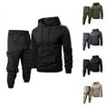 thumbnail image 1 of Mens Track Suits 2 Piece Set Lightweight Hoodie and Cargo Jogger Sweatpants Matching Sweatsuit Workout Lounge Set, 1 of 1