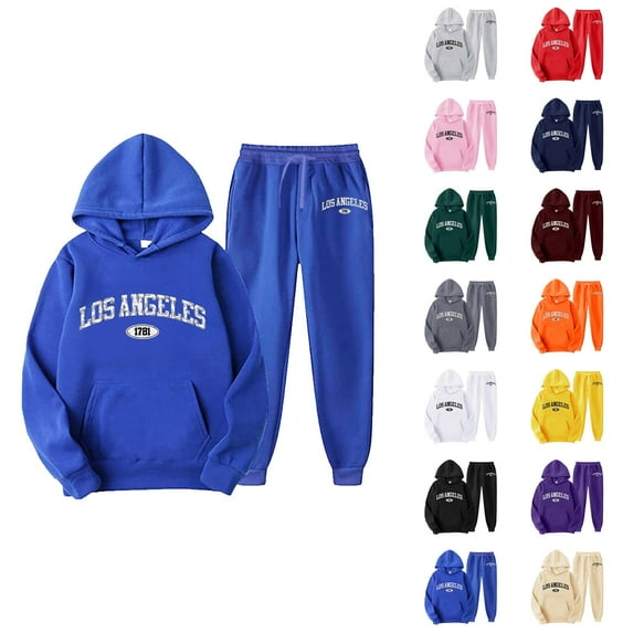 Mens Track Suits 2 Piece Set Los Angeles Hoodie and Jogger Sweatpants Matching Sweatsuit Lounge Set