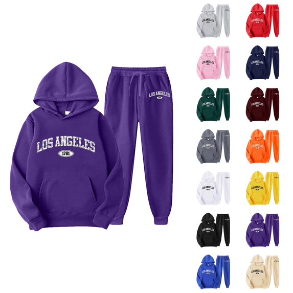 Mens Track Suits 2 Piece Set Los Angeles Hoodie and Jogger Sweatpants Matching Sweatsuit Lounge Set